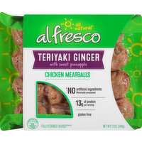 Al Fresco Chicken Meatballs, Teriyaki Ginger, with Sweet Pineapple, 12 Ounce