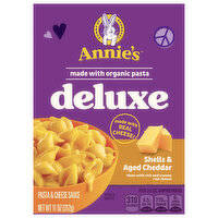 Annie's Pasta & Cheese Sauce, Shells & Aged Cheddar, Deluxe, 11 Ounce