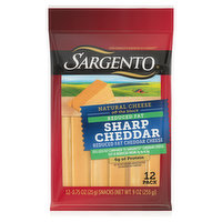 Sargento Cheese, Reduced Fat, Natural, Sharp Cheddar, 12 Each