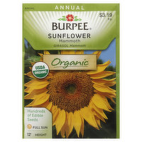 Burpee Seeds, Organic, Sunflower, Mammoth, 9 Gram