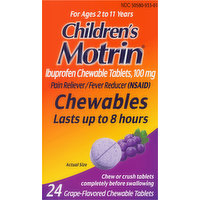 Children's Motrin Ibuprofen, 100 mg, Chewables, Grape Flavored,, 24 Each