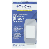 TopCare Antibacterial First Aid Antiseptic All One Size Extra Large Bandages, Sheer, 1 Each