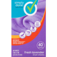 Simply Done Dryer Sheets, Fresh Lavender, 40 Each