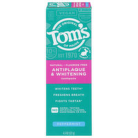 Tom's Antiplaque & Whitening Toothpaste, Peppermint, 4.5 Ounce