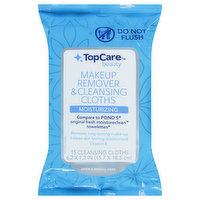 TopCare Makeup Remover & Cleansing Cloths, Moisturizing, 15 Each