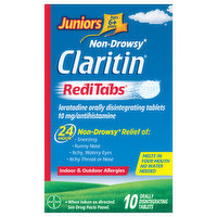 Claritin Indoor & Outdoor Allergies, Non-Drowsy, 10 mg, Tablets, Juniors, Ages 6+ Years, 10 Each