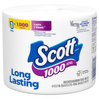 Scott Bathroom Tissue, Unscented, One-Ply, 1 Each