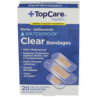 TopCare Antibacterial Waterproof First Aid Antiseptic Assorted Bandages, Clear, 1 Each