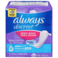 Always Discreet Pads, Moderate, Long, 54 Each