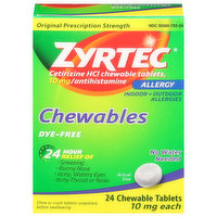Zyrtec Allergy, Original Prescription Strength, 10 mg, Chewable Tablets, 24 Each