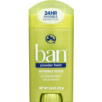 Ban Antiperspirant Deodorant, Invisible Solid, Powder Fresh, 2.6 Ounce