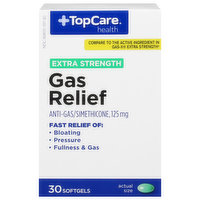 TopCare Gas Relief, Extra Strength, 125 mg, Softgels, 30 Each