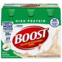 Boost Nutritional Drink, Balanced, High Protein, Very Vanilla, 6 Each