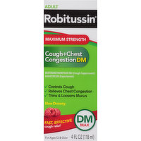 Robitussin Cough + Chest Congestion DM, Maximum Strength, Adult, 4 Fluid ounce