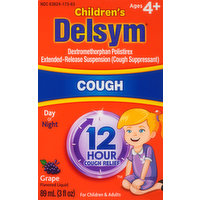 Delsym Cough Relief, Grape Flavored, Liquid, 89 Millilitre