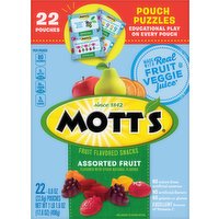 Mott's Fruit Flavored Snacks, Assorted Fruit, Pouch Puzzles, 22 Each