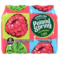 Poland Spring Spring Water, Sparkling, Raspberry Lime Flavor, 8 Each