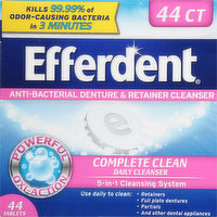 Efferdent Anti-Bacterial Denture & Retainer Cleanser, Complete Clean, Tablets, 44 Each