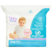 Tippy Toes Wipes, Thick Quilted, Lightly Scented, 216 Each