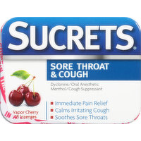 Sucrets Sore Throat & Cough, Lozenges, Vapor Cherry, 18 Each