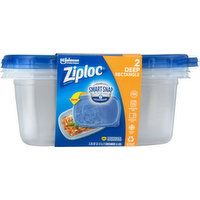 Ziploc Containers & Lids, Deep, Rectangle, 2.25 Quart, 2 Each