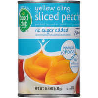 Food Club No Sugar Added Yellow Cling Sliced Peaches, 14.5 Ounce