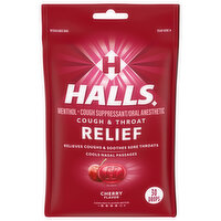 Halls Cough & Throat Relief, Cherry Flavor, Drops, 30 Each