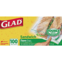 Glad Zipper Bags, Sandwich, 100 Each