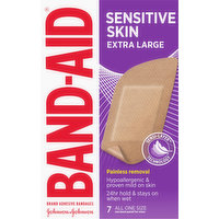 Band-Aid Adhesive Bandages, Sensitive Skin, Extra Large, 7 Each