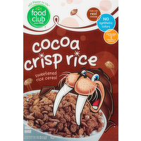 Food Club Cereal, Cocoa Crisp Rice, 11 Ounce