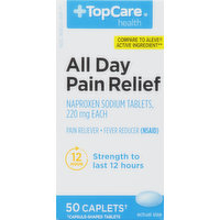 TopCare All Day Pain Relief, 220 mg, Caplets, 50 Each