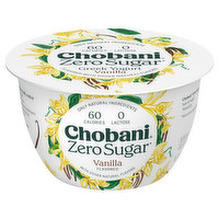 Chobani Yogurt, Greek, Nonfat, Zero Sugar, Vanilla Flavored, 5.3 Ounce