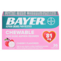 Bayer Aspirin, Low Dose, 81 mg, Chewable Tablets, Cherry Flavored, 36 Each