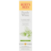 Burt's Bees Toothpaste, Fluoride-Free, Purely White, Zen Peppermint, 4.7 Ounce