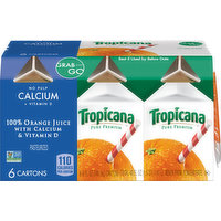 Tropicana 100% Juice, Orange, No Pulp, 6 Each