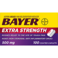 Bayer Aspirin, Extra Strength, Coated Caplets, 100 Each