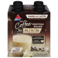 Atkins Protein Shake, Vanilla Latte, Iced Coffee, 4 Each