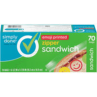 Simply Done Sandwich Zipper Bags, Emoji Printed, 70 Each