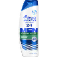 Head & Shoulders Shampoo + Conditioner, 2 in 1, Refreshing Menthol, Men, 12.5 Each
