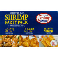 Johnny Seafood Shrimp Party Pack, Coconut/Breaded/Tempura, Crispy Oven Ready, 14 Ounce