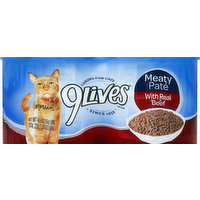 9Lives Cat Food, with Real Beef, Meaty Pate, 4 Each