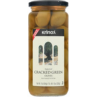 Krinos Olives, Cracked Green, Imported, 1 Pound