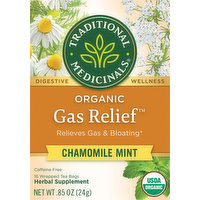 Traditional Medicinals Herbal Supplement, Organic, Gas Relief, Chamomile Mint, Tea Bags, 16 Each