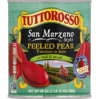 Tuttorosso Tomatoes, in Juice, with Basil & Sea Salt, Peeled Pear, 28 Ounce