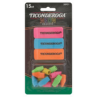 Ticonderoga Erasers, Neon, 15 Each