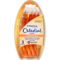 TopCare Razors, Celestial, Disposable, 3 Blades, 4 Each