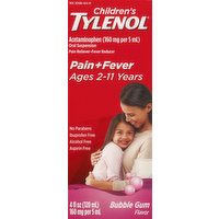 Tylenol Pain + Fever, Children's, 160 mg, Bubble Gum Flavor, 4 Fluid ounce