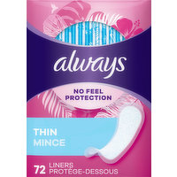 Always Liners, Thin, 72 Each