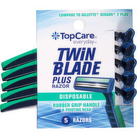 TopCare Razors, Disposable, Twin Blade Plus, 5 Each