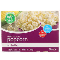 Food Club No Butter Microwave Popcorn, 9.9 Ounce